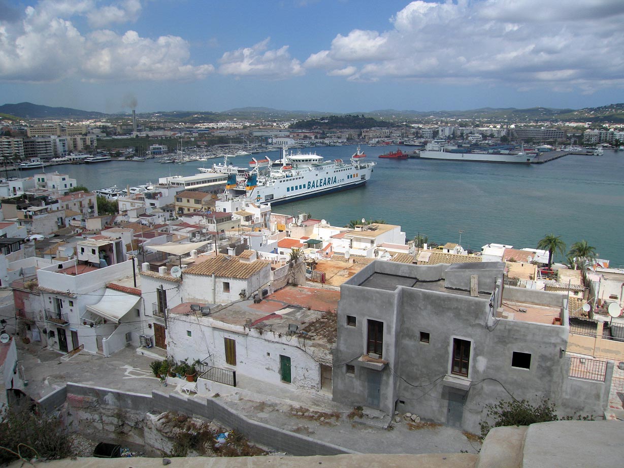 Cruise ships berthed at the Port of Ibiza in Ibiza Town