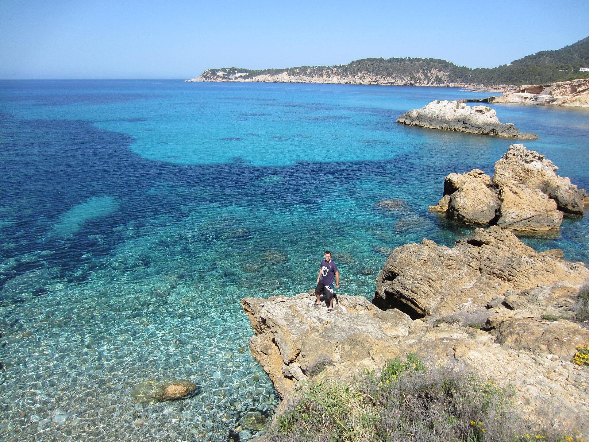 Secluded rocky cove on the Ibiza coast